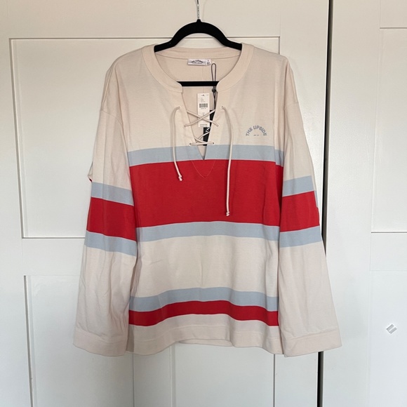 NWT Anthropologie The Upside Lace-Up Pullover Top, 100% Cotton, Size Large - Picture 15 of 16